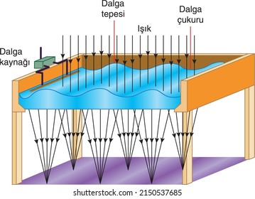 física de olas de agua, cuenca de olas. La ola de agua creada por la gota de lluvia. dirección de las olas de agua. a través de las olas de agua. física.