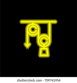 Physics yellow glowing neon ui ux icon. Glowing sign logo vector