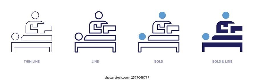 Physio therapy icon in 4 different styles. Thin Line, Line, Bold, and Bold Line. Duotone style. Editable stroke.