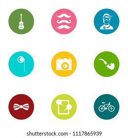 Physiognomy icons set. Flat set of 9 physiognomy vector icons for web isolated on white background