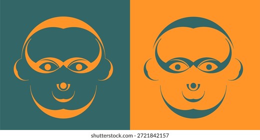 A fisionomia de um macaco é estilizada. A Insígnia. O elemento de design.