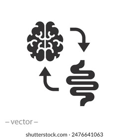 physiology body human icon, gut brain connection, health gastrointestinal tract, circulation organism, flat symbol on white background - vector illustration eps10