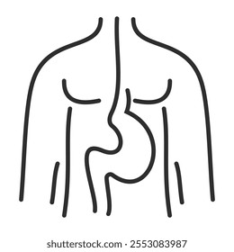 Physiology outline icon, showing anatomy outline icon, minimalist vector illustration and transparent graphic element. Isolated on white background