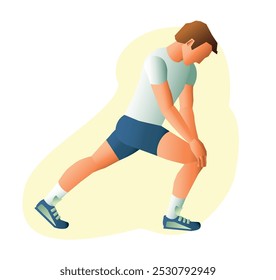 Ilustração da posição de exercício da articulação do joelho da fisioterapia. Exercício 3