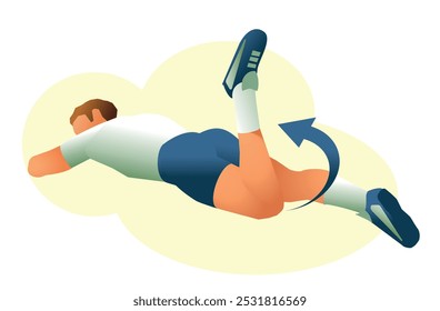 Physiotheraphy knee joint exercise position illustration. Exercise 4