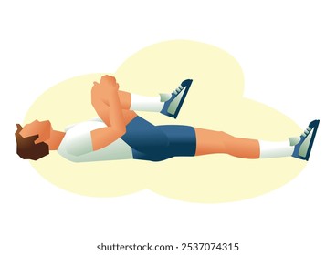 Physiotheraphy knee joint exercise position illustration. Exercise 6