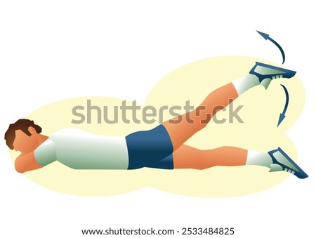 Physiotheraphy knee joint exercise position illustration. Exercise 5
