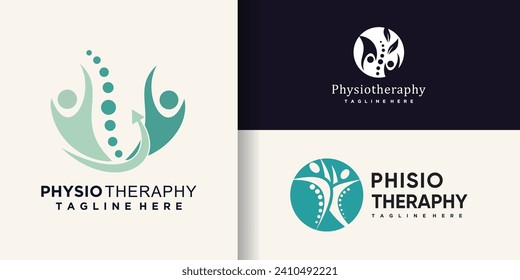 Physiotheraphy logo design bundle with creative concept Premium Vector