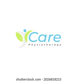 physiotherapy care logo symbol medical healthcare with human and leaf concept design inspiration