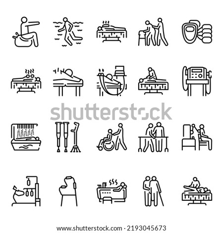 Physiotherapy color line icons set. Signs for web page, mobile app, button. Editable stroke.
