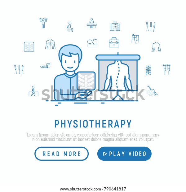 Physiotherapy Concept Thin Line Icons Physiotherapist Stock Vector ...