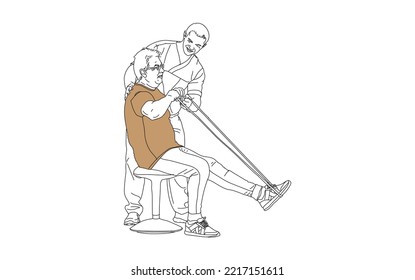 Physiotherapy doctor and Patient Doing Excersice