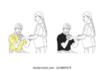 Physiotherapy doctor and Patient Doing Excersice Vector Art