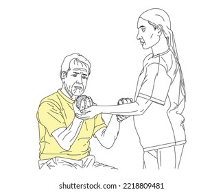 Physiotherapy doctor and Patient Doing Excersice Vector Art