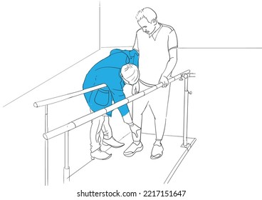 Physiotherapy  doing doctor and Patient Vector Art