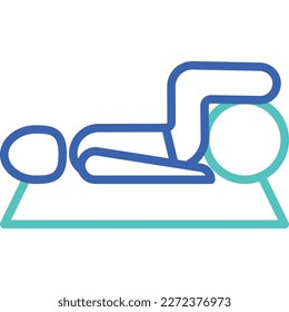 Physiotherapy exercise with a ball thin line icon. Rehabilitation after trauma. Vector illustration.