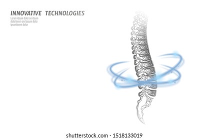 Physiotherapy human spine recovery. Pain area surgery modern loin medicine technology low poly triangles 3D render vector illustration