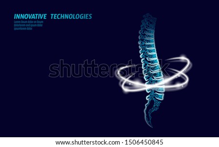Physiotherapy human spine recovery. Pain area surgery modern loin medicine technology low poly triangles 3D render vector illustration