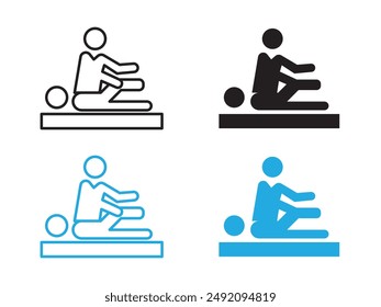 Physiotherapy icon black and white vector outline sign