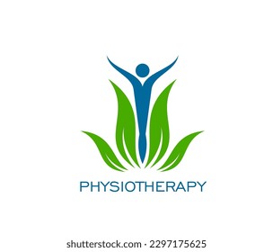 Physiotherapy icon, body massage or chiropractic for spine health care, vector symbol. Physiotherapy, chiropractor or medical rehabilitation sign for spine and back pain therapy or orthopedic clinic