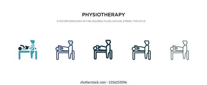 physiotherapy icon in different style vector illustration. two colored and black physiotherapy vector icons designed in filled, outline, line and stroke style can be used for web, mobile, ui