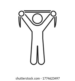 Icono negro de la línea de fisioterapia. Ejercicio, estiramiento. Rehabilitación, concepto terapéutico. Elemento vector aislado. Esbozo pictograma para página web, aplicación móvil, promoción.