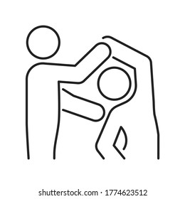 Physiotherapy line black icon. Rehabilitation, therapy concept. Injury treatment. Isolated vector element. Outline pictogram for web page, mobile app, promo.