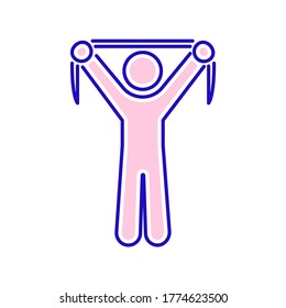 Physiotherapy line color icon. Exercise, stretching. Rehabilitation, therapy concept. Isolated vector element. Outline pictogram for web page, mobile app, promo.