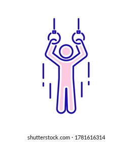 Farbsymbol der Physiotherapie-Linie. Übung, Stretching. Rehabilitation, Therapiekonzept. Einmaliges Vektorelement. Umriss-Piktogramm für Webseiten, mobile App, Werbung. Vektorgrafik