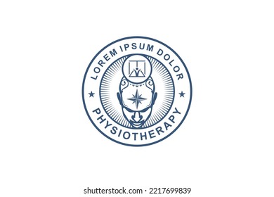 Logo de fisioterapia cabeza de diseño símbolo de símbolo humano forma de placa