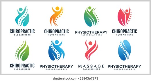 Diseño del logotipo de fisioterapia plantillas de diseño creativo Vector Premium