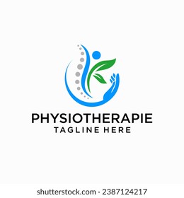 physiotherapy logo design. This logo is used for medical, health and physiotherapy, simple chiropractic logo. silhouette of active people and spine. spinal care vector template illustration