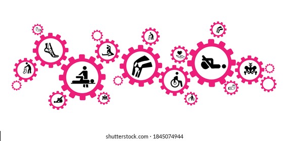 Physiotherapy / physical therapy / orthopedics icon concept - therapy, exercise 