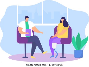 Physiotherapy rehabilitation assistance vector illustration. Cartoon flat patient character on physical rehabilitating therapy with physiotherapist doctor, sport exercise in gym icon isolated on white