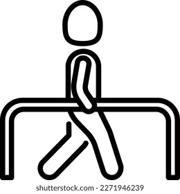 Physiotherapy or rehabilitation thin line icon: man training to walk. Modern vector illustration.