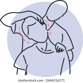 Physiotherapy session for neck pain with manual stretching guided by a professional