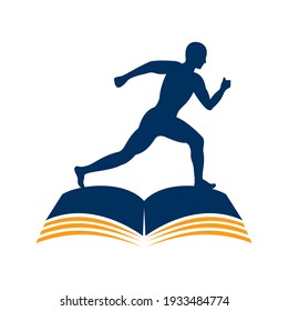 Physiotherapy treatment book concept vector design. Human running Physiotherapy clinic logo. 
