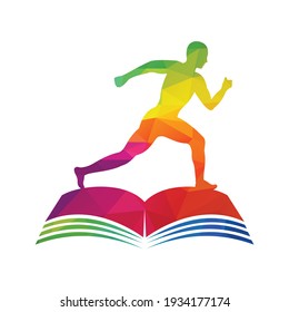 Physiotherapy treatment book concept vector design. Human running Physiotherapy clinic logo. 