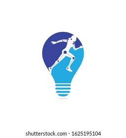 Physiotherapy treatment bulb shape concept design template vector with people run. Colorful vector health.	
