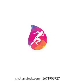 Physiotherapy treatment design template vector with people run. Colorful vector health. Physiotherapy clinic logo. Physiotherapy drop shape concept logo	