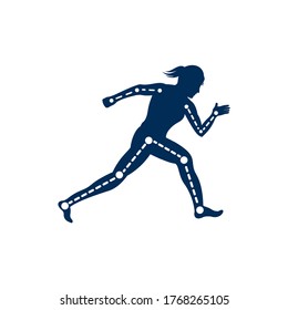 Physiotherapy treatment design template vector with female runner. Physiotherapy clinic logo.