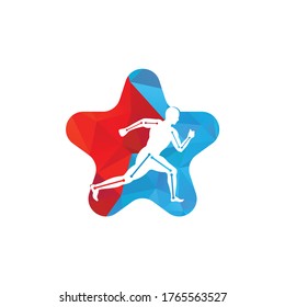 Diseño del logotipo de la estrella del tratamiento fisioterapéutico. Logo de la clínica de fisioterapia humana.