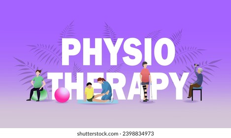 Physiotherapy typography vector graphic illustration, physical therapy typography header website, flat vector illustration