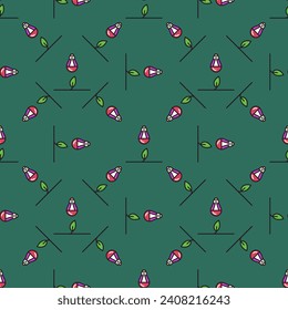 Phyto Light Bulb vector Agro Equipment concept colored seamless pattern