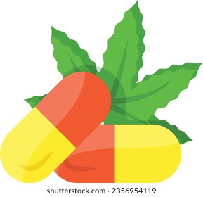 Concepto de medicina fitocannabinoide, diseño de íconos de color vectorial de comprimidos ricos en CBD, símbolo de cannabis y marihuana, signo de thca y cbda, ilustración recreativa de plantas medicinales