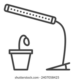 Phytolamp o Grove la luz con el icono o símbolo de la línea delgada del concepto del vector Sprout