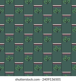 Phytolamp and Plant vector Grow Light concept green modern seamless pattern