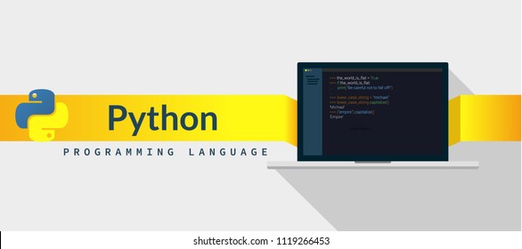 Phyton programming language with script code on laptop screen, programming language code illustration