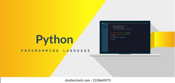 Phyton programming language with script code on laptop screen, programming language code illustration