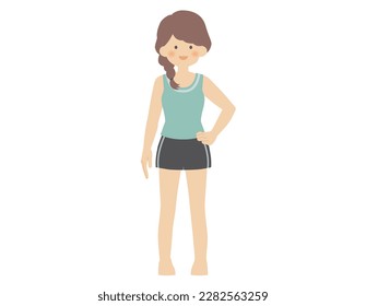 Phytoness wear woman with hands on hips fishbone vector illustration Material